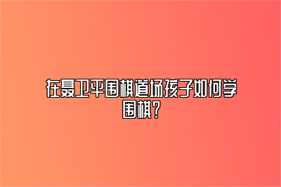 在聂卫平围棋道场孩子如何学围棋？